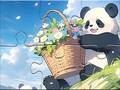 Spiel Jigsaw Puzzle: Basket Flower Panda