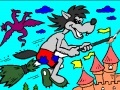 Spiel Coloring: Wolf on a broomstick