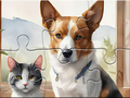 Spiel Jigsaw Puzzle: Oil Painting Dog And Cat