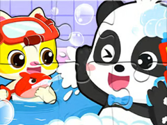 Spiel Jigsaw Puzzle: Baby Panda Shower Time