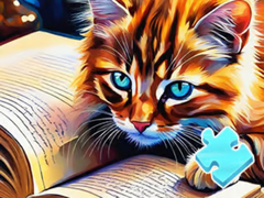 Spiel Jigsaw Puzzle: Cat Reading