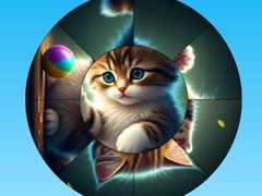 Spiel Round Jigsaw Puzzle Collect Pictures with Cute Kittens